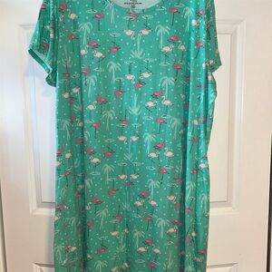 Secret Treasures Women's Plus Green Flamingo Print Sleepshirt 2X/3X